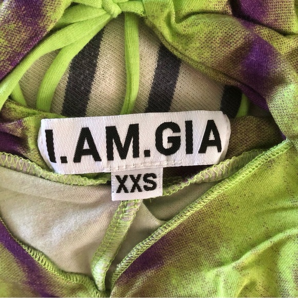 I.AM.GIA Green Purple Tie Die Print Halter Crop Top Size XXS - Picture 3 of 3